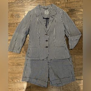 Jacket And Shorts Set, 2 Piece, Navy And White, Size 6